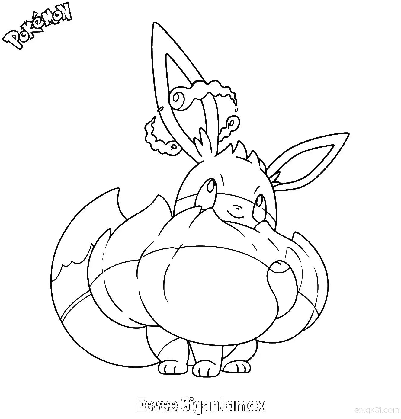 Eevee Gigantamax Coloring Page - Free Printable Pokemon Coloring Sheets – Free Printable Coloring Page for Kids and Adults